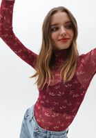 Bayan Çok Renkli Desenli Tül Bluz