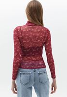 Bayan Çok Renkli Desenli Tül Bluz