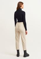 Women Beige High Rise Elastic Belly Trousers