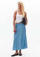 Bayan Mavi Pileli Midi Etek