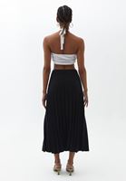 Bayan Siyah Pileli Midi Etek