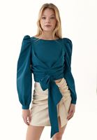 Women Blue Watermelon Sleeve Blouse