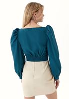 Women Blue Watermelon Sleeve Blouse