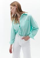 Women Green Oversize Poplin Shirt