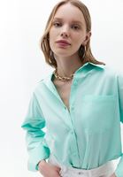 Women Green Oversize Poplin Shirt