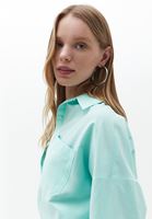 Women Green Oversize Poplin Shirt