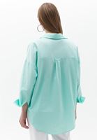 Women Green Oversize Poplin Shirt