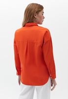 Bayan Turuncu Loose-Fit Poplin Gömlek