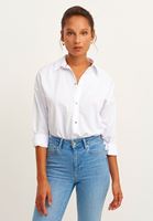 Bayan Beyaz Loose-Fit Poplin Gömlek