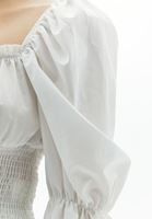 Bayan Krem Kare Yaka Bluz