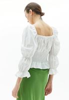 Bayan Krem Kare Yaka Bluz