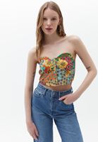 Askısız Crop Top ve Pantolon Kombini