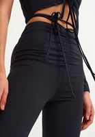 Bayan Siyah Büzgü Detaylı Bağlamalı Pantolon