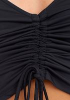 Bayan Siyah Büzgülü Asimetrik Bluz