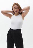 Bayan Beyaz Sıfır Yaka Triko Atlet