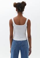 Bayan Beyaz Kare Yaka Triko Atlet