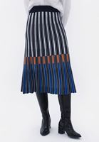 Bayan Çok Renkli Pileli Midi Triko Etek