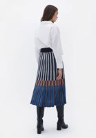 Bayan Çok Renkli Pileli Midi Triko Etek