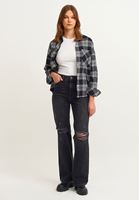 Bayan Siyah Yüksek Bel Baggy-Fit Pantolon