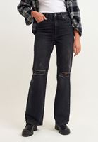 Bayan Siyah Yüksek Bel Baggy-Fit Pantolon