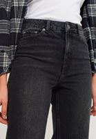 Bayan Siyah Yüksek Bel Baggy-Fit Pantolon