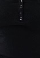 Bayan Siyah Çıtçıtlı Kare Yaka Tişört