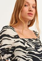 Bayan Çok Renkli Karpuz Kollu Desenli Elbise