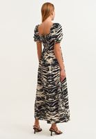 Bayan Çok Renkli Karpuz Kollu Desenli Elbise