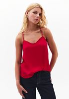 Bayan Kırmızı İnce Askılı Dantelli Atlet