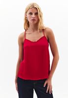 Bayan Kırmızı İnce Askılı Dantelli Atlet