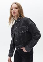 Women Black Cotton Denim Jacket