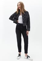 Women Black Cotton Denim Jacket