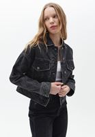 Women Black Cotton Denim Jacket