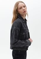 Women Black Cotton Denim Jacket
