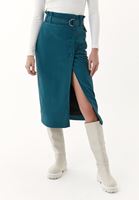 Bayan Mavi Midi Boy Yırtmaçlı Etek