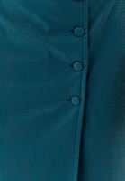 Bayan Mavi Midi Boy Yırtmaçlı Etek