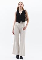 Bayan Bej Ultra Yüksek Bel Wide-Leg Pantolon ( TENCEL™ )