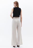 Bayan Bej Ultra Yüksek Bel Wide-Leg Pantolon ( TENCEL™ )