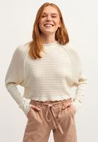 Bayan Açık Krem Ajurlu Triko Kazak ( TENCEL™ )