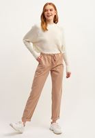 Bayan Açık Krem Ajurlu Triko Kazak ( TENCEL™ )