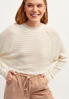 Bayan Açık Krem Ajurlu Triko Kazak ( TENCEL™ )