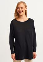 Bayan Siyah Oversize Triko Kazak ( TENCEL™ )