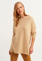 Bayan Bej Oversize Triko Kazak ( TENCEL™ )