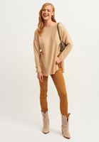 Bayan Bej Oversize Triko Kazak ( TENCEL™ )