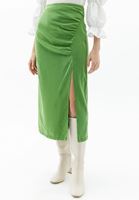 Bayan Yeşil Yırtmaçlı Midi Boy Etek ( TENCEL™ )