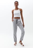 Bayan Gri Beli Lastikli Carrot-Fit Pantolon ( TENCEL™ )