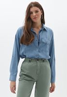 Bayan Mavi Cepli Loose-Fit Gömlek ( TENCEL™ )