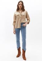 Bayan Bej Cepli Loose-Fit Gömlek ( TENCEL™ )