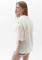 Bayan Krem Cep Detaylı Gömlek ( TENCEL™ )