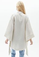 Bayan Bej Bağlamalı Keten Kimono